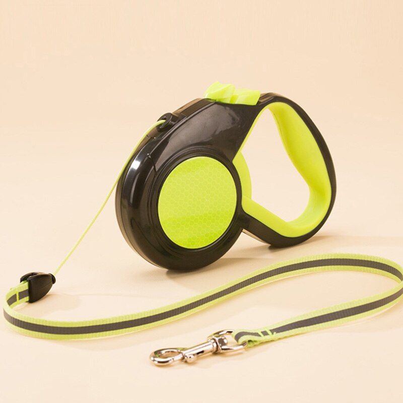 Correas de perro retráctiles automáticas nylon ABS caminar correr de noche correa reflectante para perros pequeños medianos grandes 3 M 5 M 8 M: green / 5M pet weight 20 kg