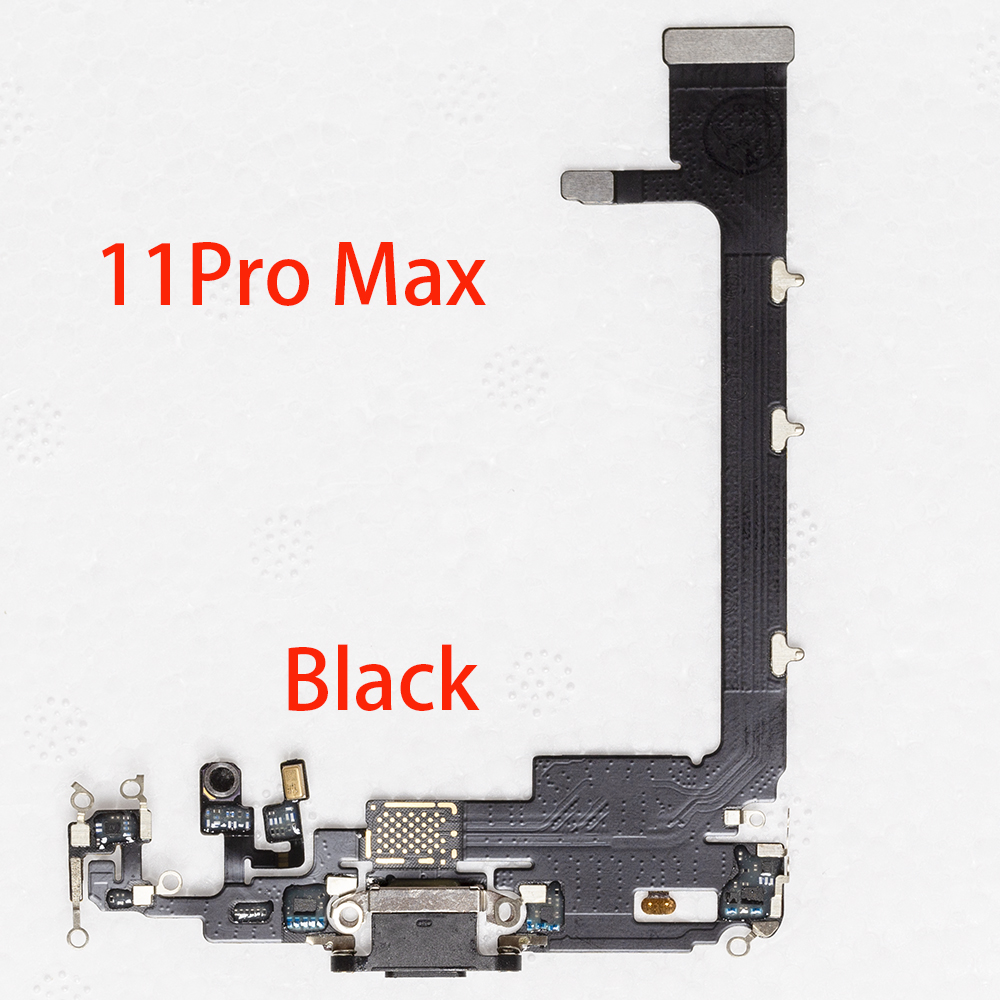 1pcs USB Charging Charger Port Flex Cable For iPhone 11 12 pro Max mini Dock Charger Connector With Microphone Flex Replacement: for 11promax black