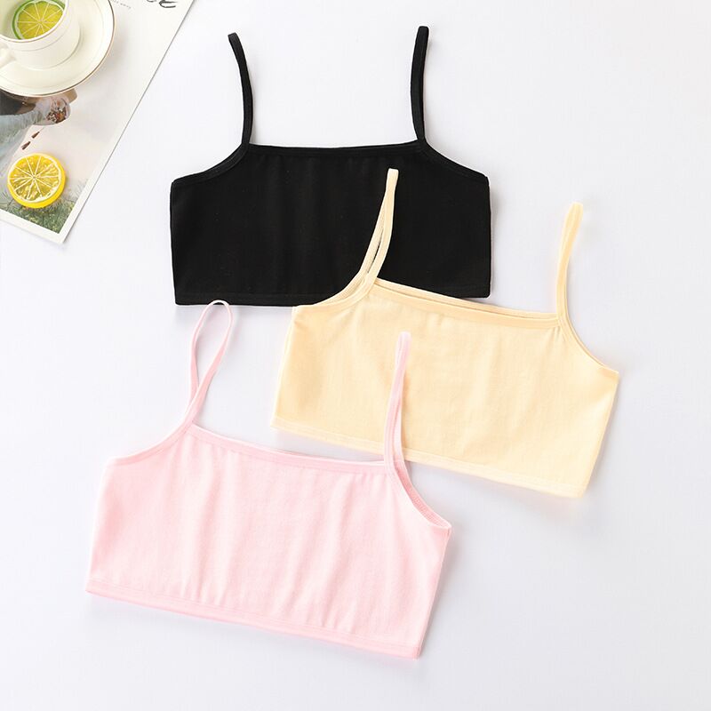 3PC reggiseno per ragazze intimo Lingerie bambini adolescenti Adolescente giovane Adolescente 8-12 anni studente cotone doppio ponte tinta unita
