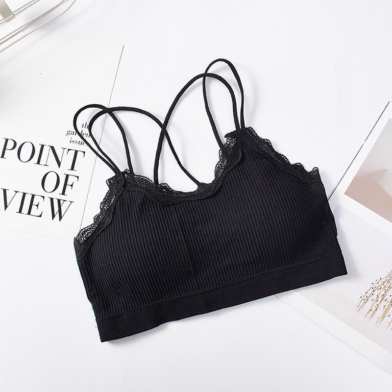 Japanese-style Cross Camisole Beauty Back Tube Top Women's Non-Steel Ring Lace Wrap-around Underwear Bra