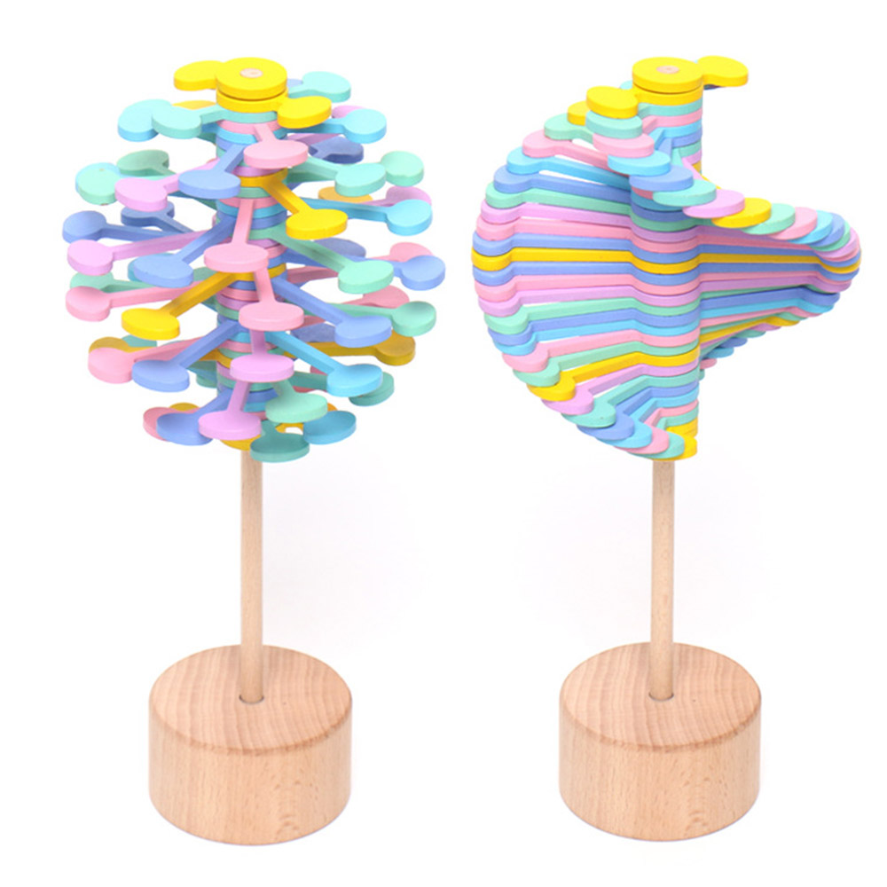 Wooden Helicone Magic wand Stress Relief Toy Rotating lollipop art decor Office decompression Kids Adult