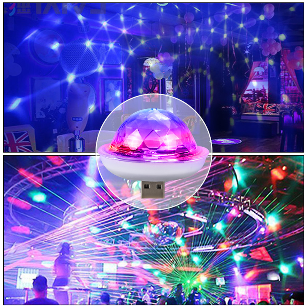 4W Mini USB Sound Party Lights Disco Light RGB Magic Crystal Ball Stage Light Effect for Christmas KTV Wedding Music Dj Light