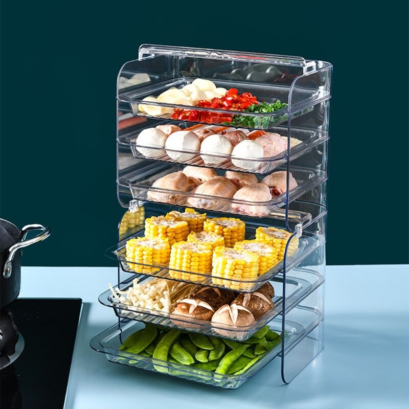 Kitchen Storage Rack 3 Layers Cooking Dishes Stackable Fruit Vegetables Serving Tray Organizer Multi-functional: LY