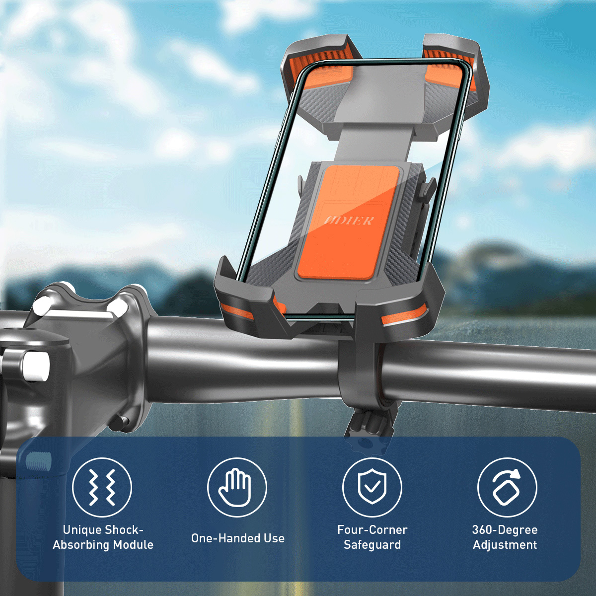 Odier Fiets Mobiele Telefoon Houder Anti-Shake Motorfiets Telefoon Mount Verstelbare Navigatiehouder Voor Fietsen Ebike Motorfiets