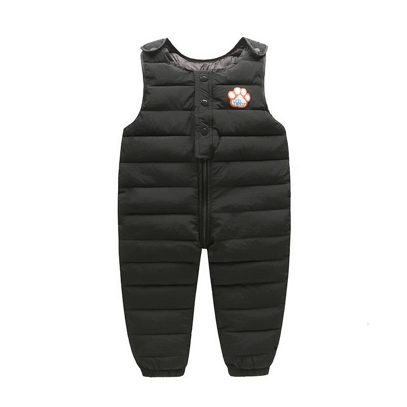 Bebis pojkar dunbyxor barn dunbyxor för småbarn spädbarn flickor overaller jumpsuit kläder barnbyxor lätta vinterbyxor: Svart / 18m