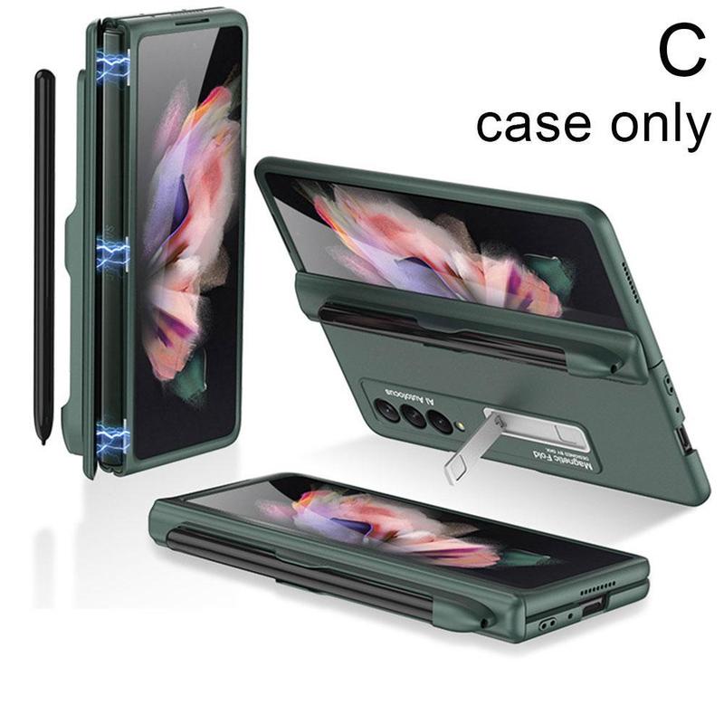 All-Inclusive Magnetische Scharnier Pen Slot Hard Shell Voor Samsung Galaxy Z Vouw 3/W22 Volledige Bescherming Magnetische case S Pen Slot Case: C