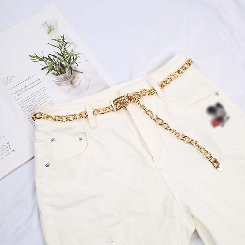 Vrouwen Chain Riemen Dikke Metalen Ketting Broeksbanden Alle-Wedstrijd Lange Voor Party Sieraden Dress Zilver Goud Taille Ketting Riem: gold