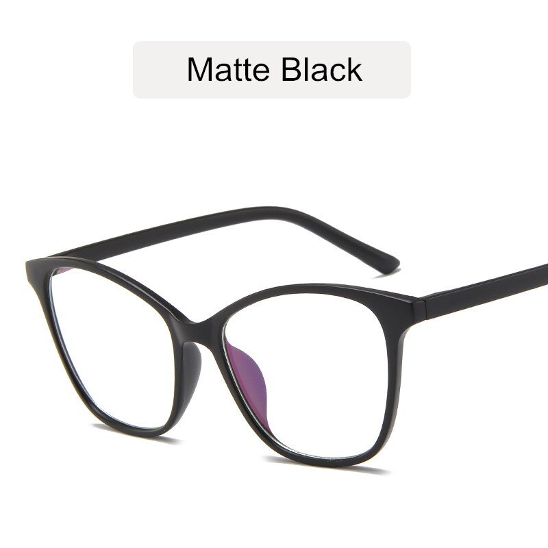 KOTTDO Vintage Cat Eye Glasses Frame Women Retro Classic Eyeglasses Frames Men Plastic Clear Transparent Glasses: matte black