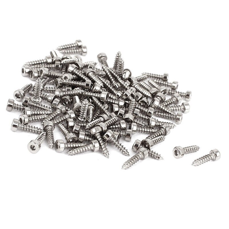 100 Pcs Hexagon Socket Cap Head Self Tapping Screws Fasteners M2X8mm & 4 Pcs Cable Clip for Ropes 0.3cm m Wire