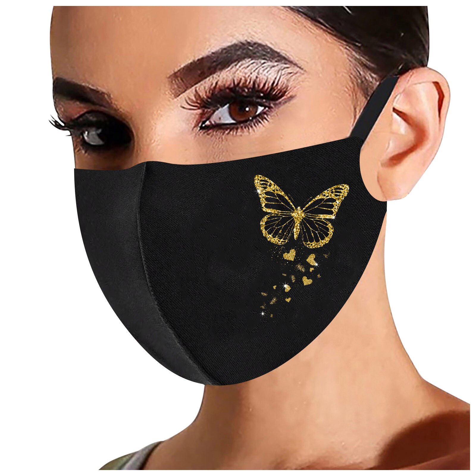 Happy Years 1/5pcs Shiny Ski Fasemask Adult butterfly Printed Washable Reusable Fabric Cotton Bandana