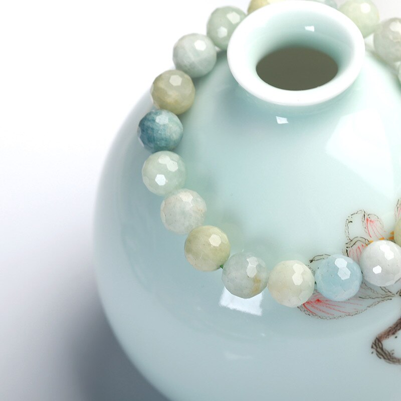 JD-pulsera de Aguamarina de sueño Natural, brazalete de cristal de un solo círculo, joyería de cuentas de 6/8/10mm, pulsera de Yoga de cristal informal romántica