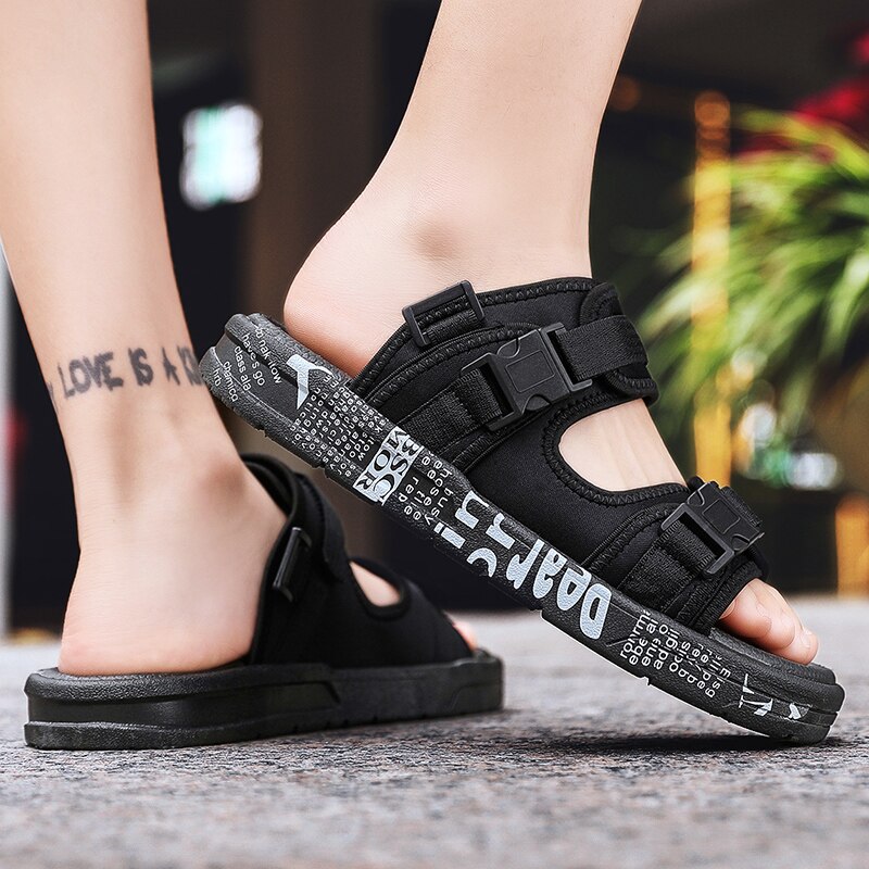 FZNYL 2 in 1 Herren Sandalen Sommer lässig Schuhe Hausschuhe unisex Schnalle Riemen Atmungs Nicht-Unterhose draussen Sandale größe 45