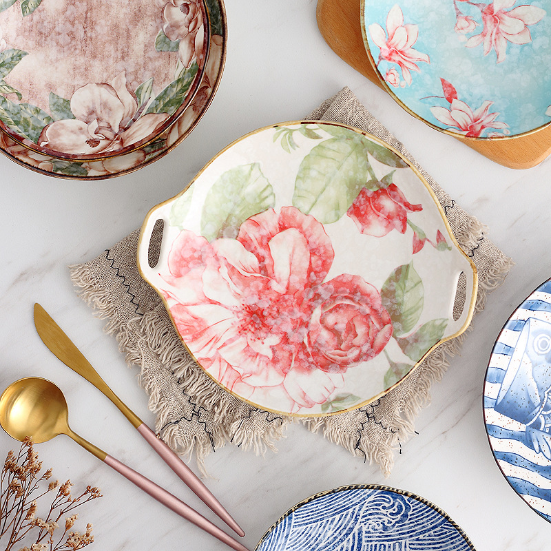 Japanese Home Dish Plate Fruit Plate Dinner Plate Cute Cutlery Set Combination Dinnerware Set Plates Plate Set