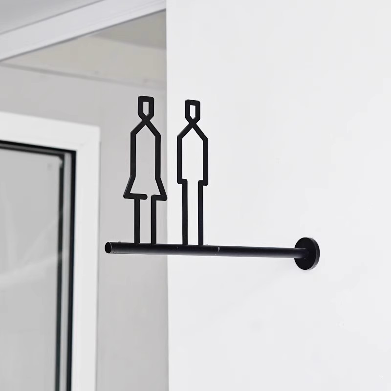 Men's and Women's Restroom Signage 3D Signage Public Restroom Bathroom Side Hanging Metal Door Signs Toilet WC Sign: apple green