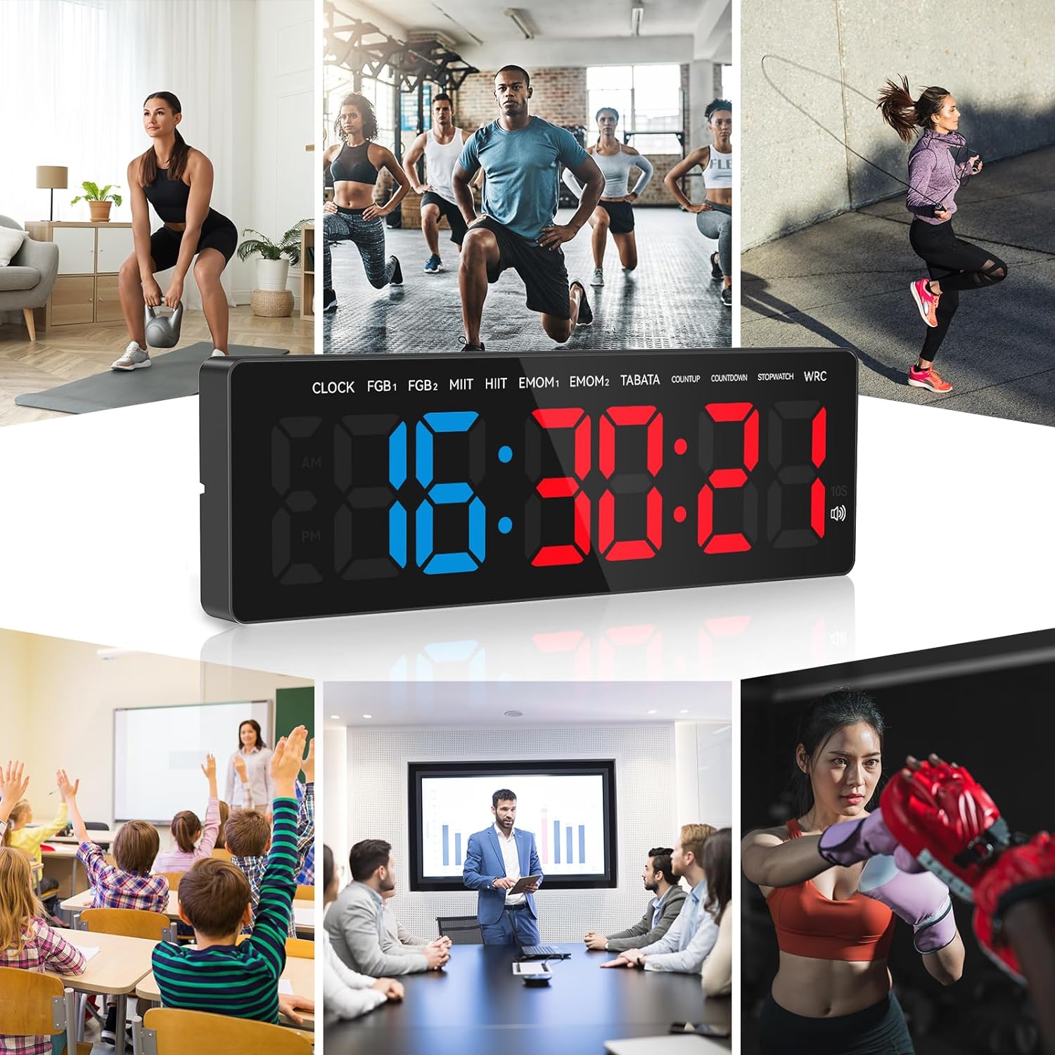 3.5" Digital Gym Timer Workout Count Down/Up Clock Ultra-Clear LED Display Power Bank Compatible Workout Metal Stopwatch Timers