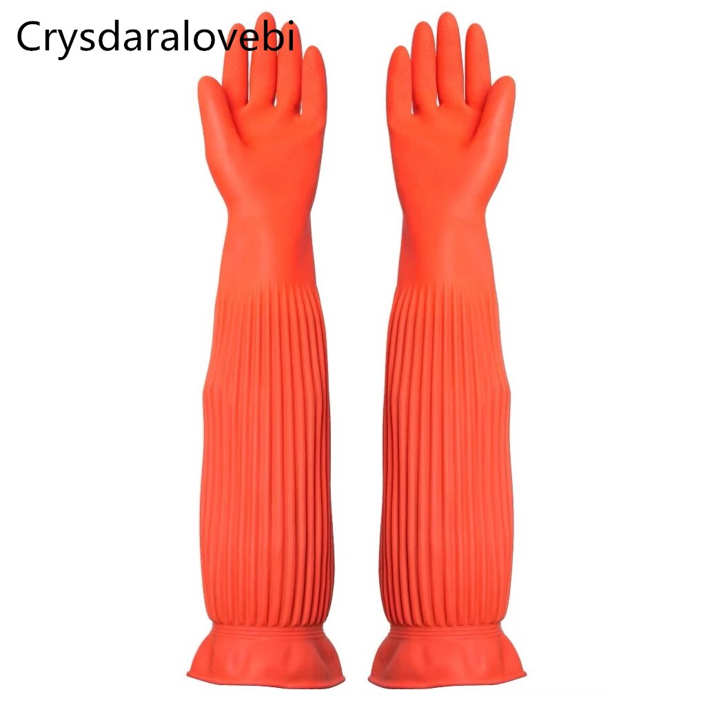 Gants en caoutchouc allongés très longs, étanches, bol, 45/55cm, pour la vaisselle, gants en latex, gants pour le lavage de voiture et faire le ménage