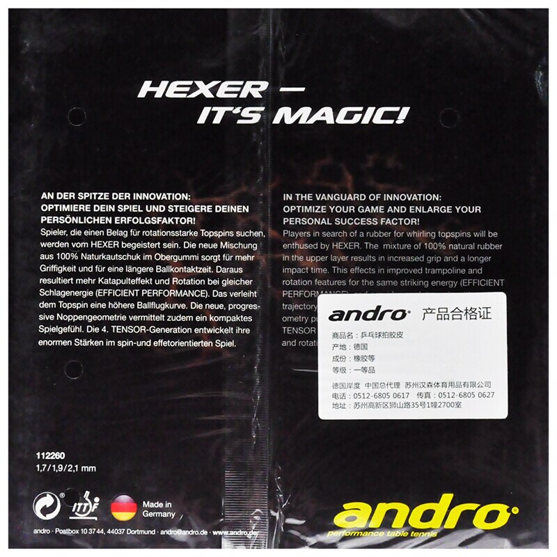 Original Andro Table Tennis Rubber Hexer Rubber Ping Pong Racket Rubbers Tenis De Mesa pimples in