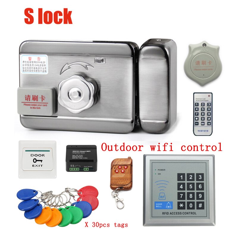 Automatic Door Closers Security System Keypad RFD Door Access Control System Wifi Access Control RFID Reader Electronic Lock Kit: S kit D