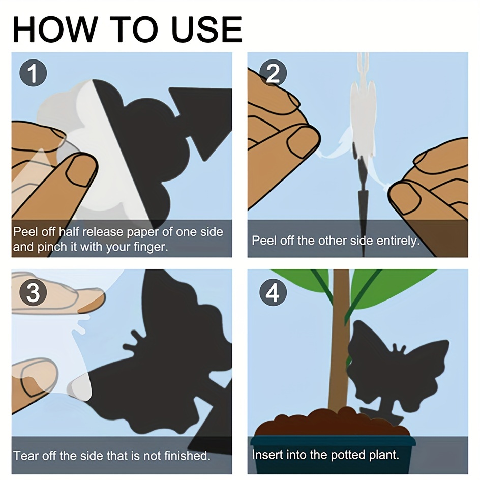 Trampa para moscas adhesiva negra, trampas para insectos, atrapamoscas de doble cara, Control de plagas de plantas, pegamento fuerte para afidas y mosquitos, 12/24 Uds.
