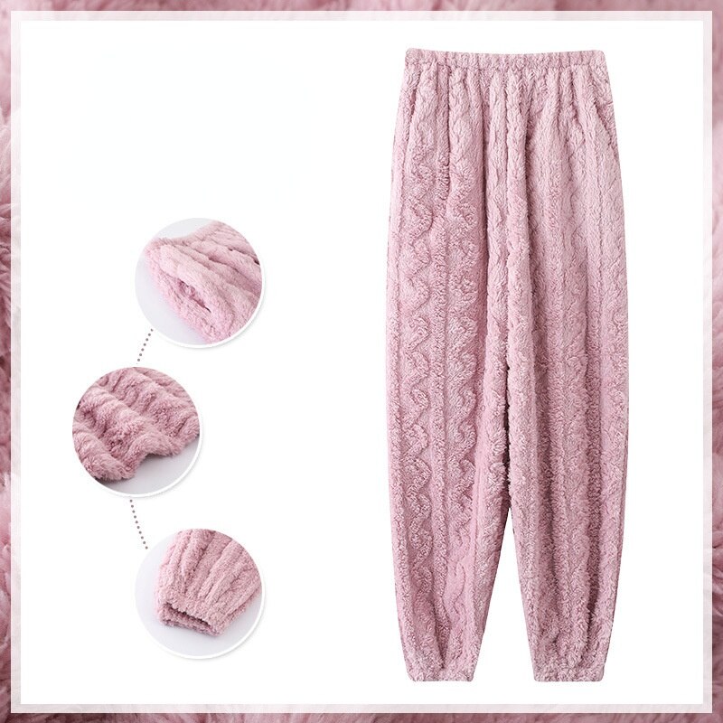 Bas de sommeil épais et solides pour femmes, ensemble confortable, ample et Chic, vêtements de maison en flanelle, doux et assorti, pour le salon et l'hiver