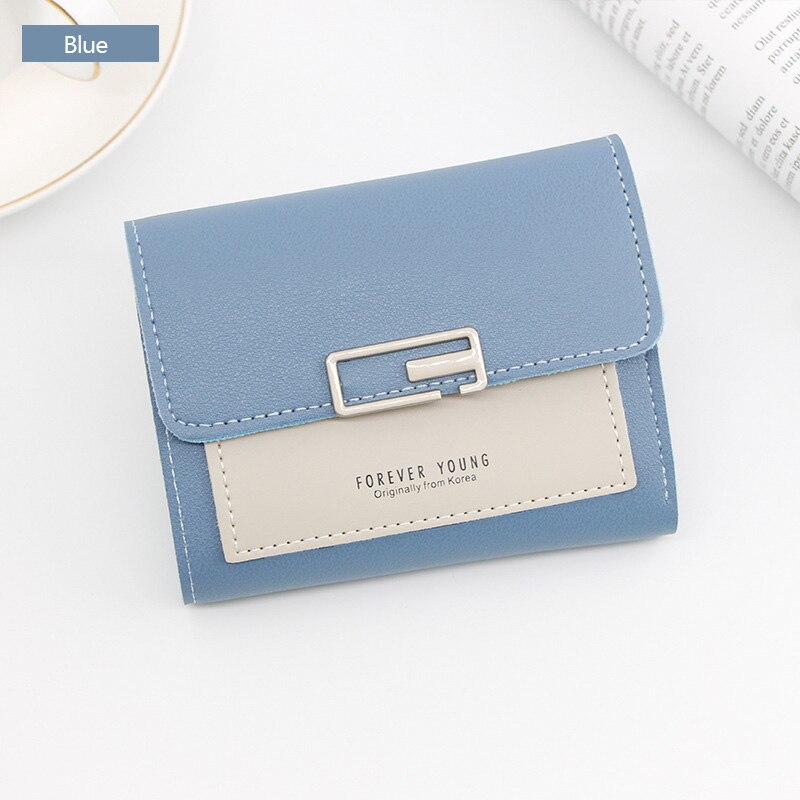 AIREEBAY Mini Portemonnee Vrouwen Mode Portemonnee Vrouwelijke Korte Kleine Portefeuilles Koreaanse Stijl Studenten Mooie Roze Portemonnee Vrouwelijke Portemonnee: A7016blue