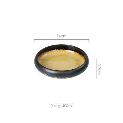 KINGLANG Kiln Ice Split Glaze Ceramic Plate Japanese Sushi Sashimi Plate Dish Salad Plate: Yellow S