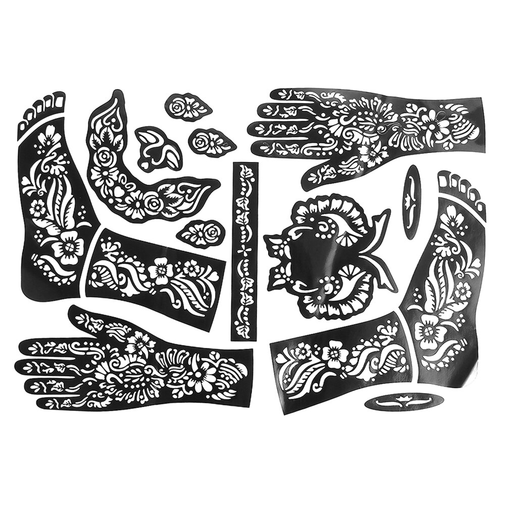 Henna Indian Tattoo Templates Feet Tattoo Stencils for Airbrushing Mehndi Body Painting Wedding Decor: Default Title