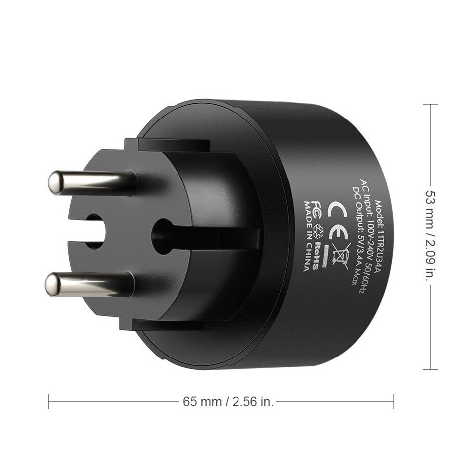 EasyAcc 3.4 A USB charger 2 Port Portable Dual USB power adapter for iPhone SE 6s, 6 Plus, iPad Pro / Air / Mini EU Plug