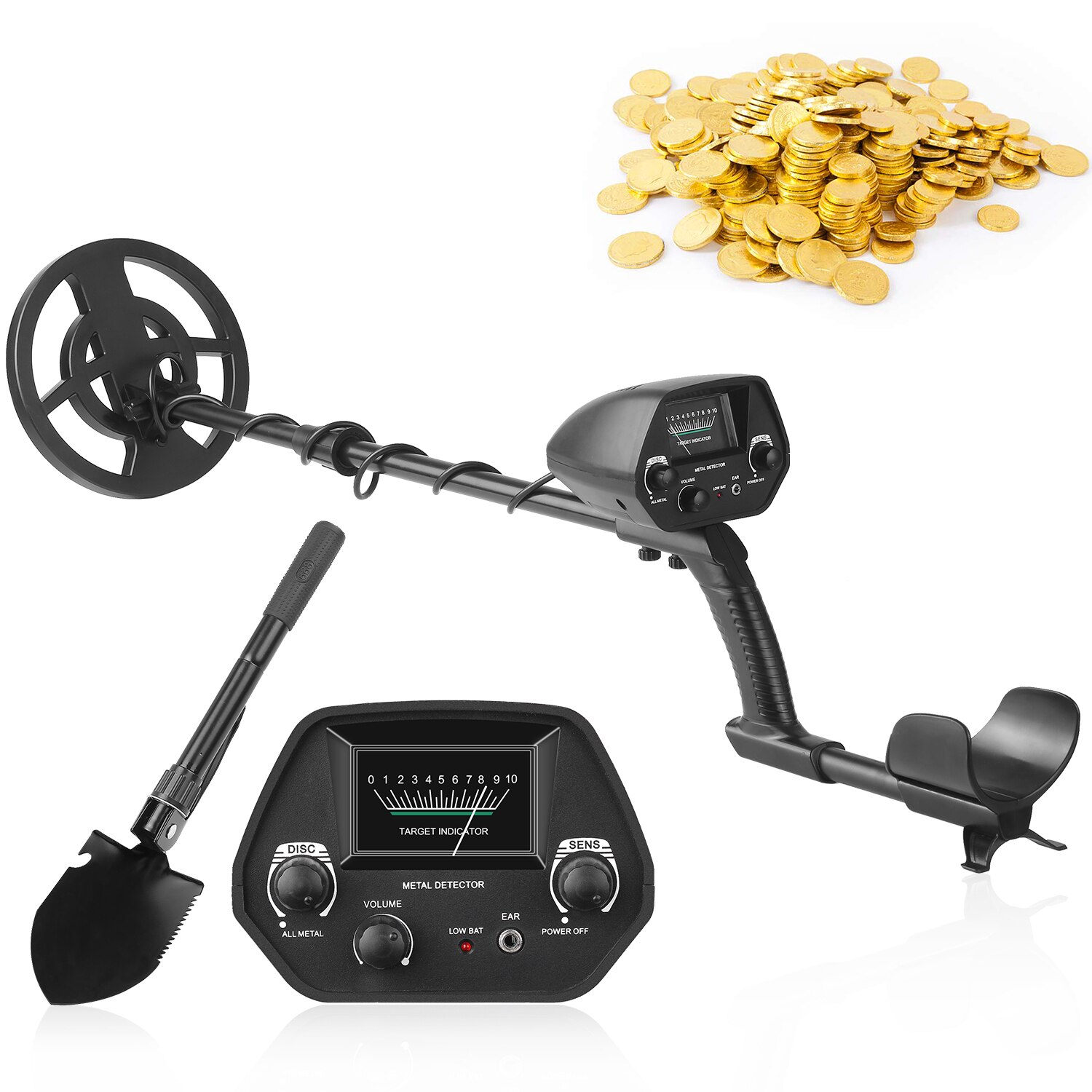 Underground Metal Detector Metal Finder Gold Detector Treasure Hunter Gold Digger Metal Detection for Beginner Pinpointer: With Shovel