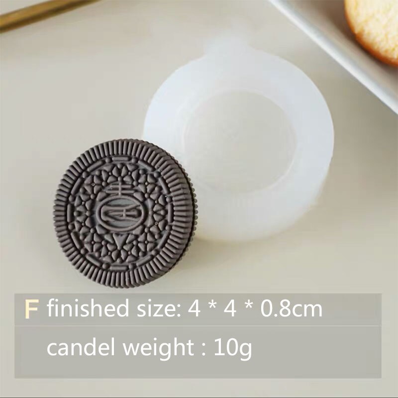 Simulation Cookie bougie moule Dessert Biscuit forme à la main bougie faisant bougie décorative Silicone moule: F-mold