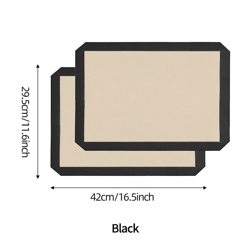 1PCS 42x29.5cm Silicone Macaron Baking Mat Non Stick Silicon Liner Bake Pans And Rolling For Macaroon Pastry Cookie Cake Making: Large Black