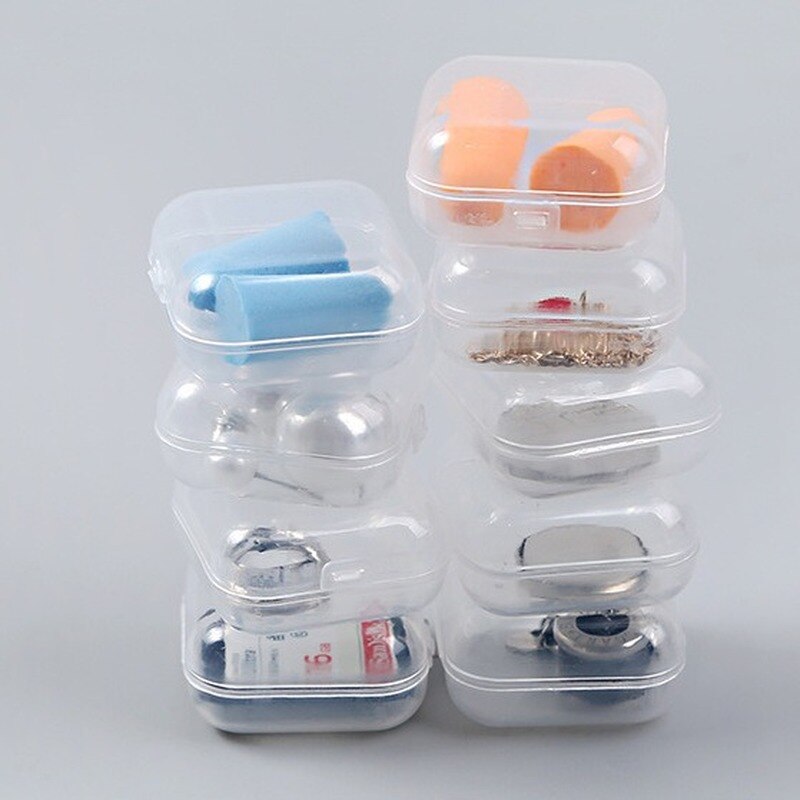 1,10pc små oppbevaringsbeholdere i klar plast med lokk for perler, smykker, verktøy, håndverksutstyr, tanntråd, oppbevaring av fiskebord