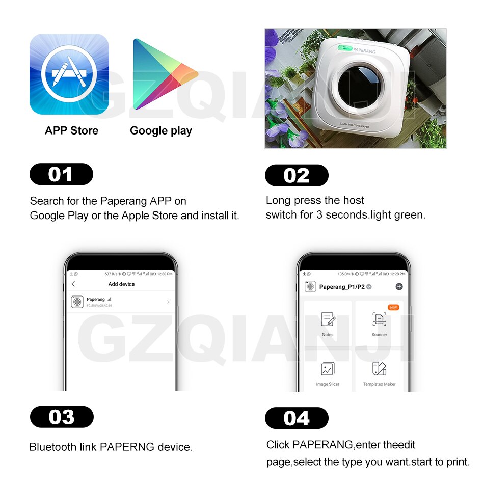 PAPERANG P1 58mm imprimante thermique Photo Portable Mini Bluetooth 4.0 Android iOS téléphone connexion sans fil Mini imprimantes de poche