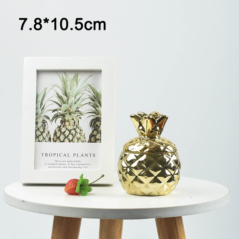 Ceramic Pineapple Storage Tank Aromatherapy Candle Storage Container Dustproof Cover Sugar Crafts Desktop Ceramic Jar and Lid: A Gold