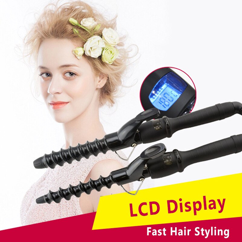 PRO Spiral Curling Iron Wand Ceramic Thread Hair C... – Grandado