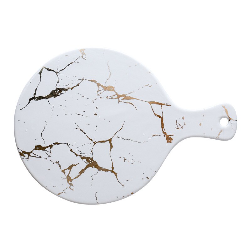 Marmer Matte Goud Zwart En Witte Keramische Servies Plaat Koude Schotel Plaat Westerse Steak Plaat Fruitschaal Sushi Platepizza Plaat: Rood