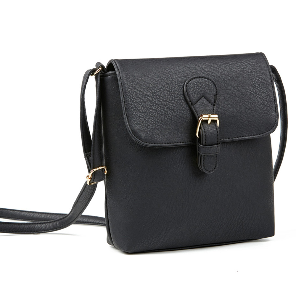 Qianxilu Kleine Frauen Umhängetasche Weiche Gewaschen PU Leder Umhängetasche Schulter Taschen Weibliche Handtasche Geldbörsen Kette: Black