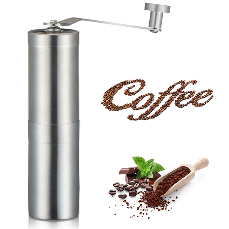 Top rustfri stål manuel kaffekværn sæt kaffemølle metal hånd kaffekværn maskine bærbart kaffeværktøj