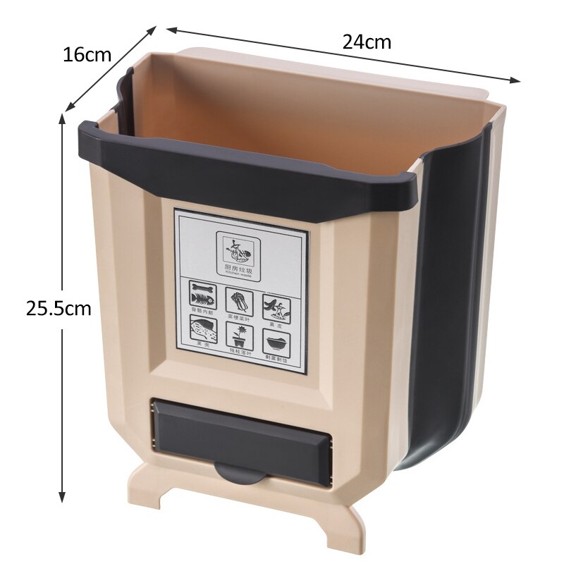 Keukenafvalbakken voor aan de muur, opvouwbare afvalbak, opvouwbare auto-afvalbak, prullenbak voor in de badkamer of het toilet, afvalemmer voor opslag: Koffie