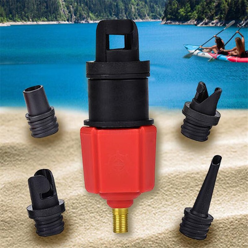 Air Pump Adapter Inflatable Paddle Rubber Boat Kayak Air Valve Adaptor Tire Compressor Converter 4 Nozzle