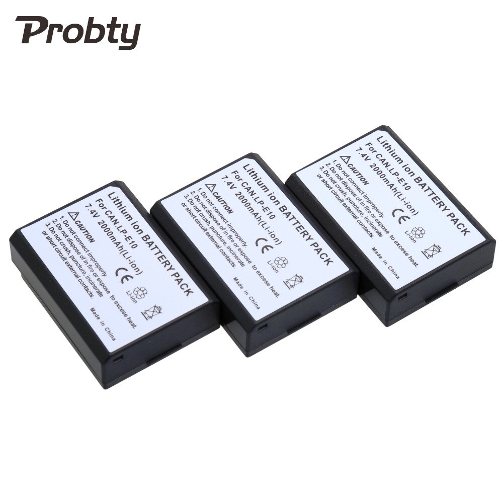 Probty 3Pc 7.4V LP-E10 LPE10 Lp E10 Digitale Batterij Voor Canon Eos 1100D 1200D Rebel T3 T5 Kus x50 X70