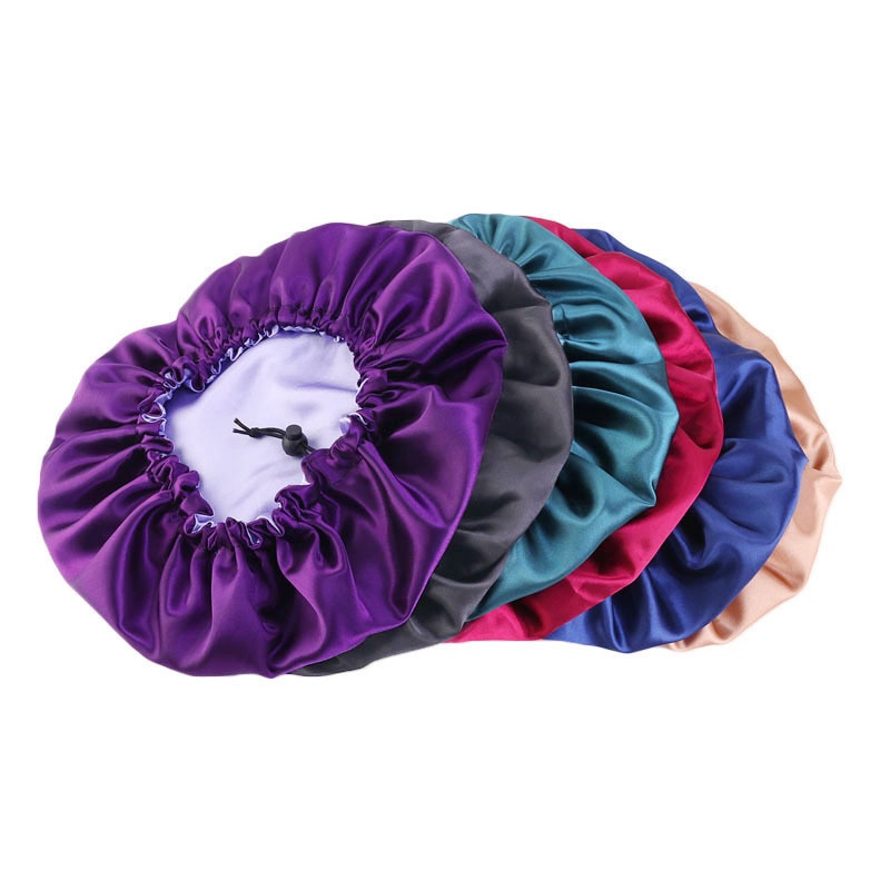 Reversible Satin Hair Bonnets Caps Women Double Layer Adjust Sleep Night Headwear Cover Hat For Curly Hair Styling Accessories