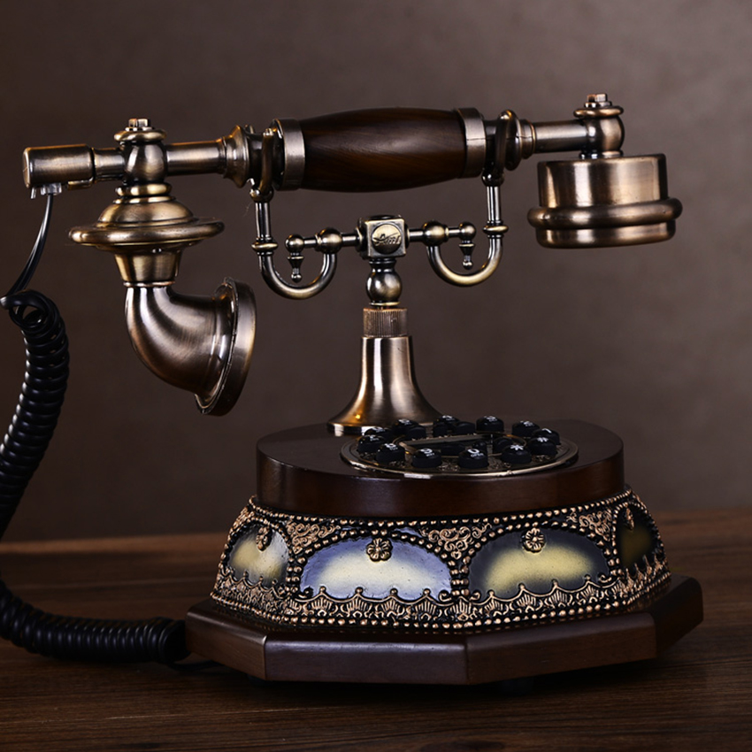 Classic European Retro Landline Telephone Button Dial Corded Telephone Home Phone Decoration with Display FSK/DTMF Caller ID