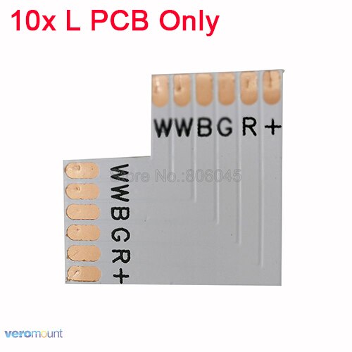 10 stk/parti 12mm 6 -pin rgb+cct l type ingen loddehjørnestik til rgb cct 5 in 1 led strip 6- pin stik led tilbehør: L kun pcb
