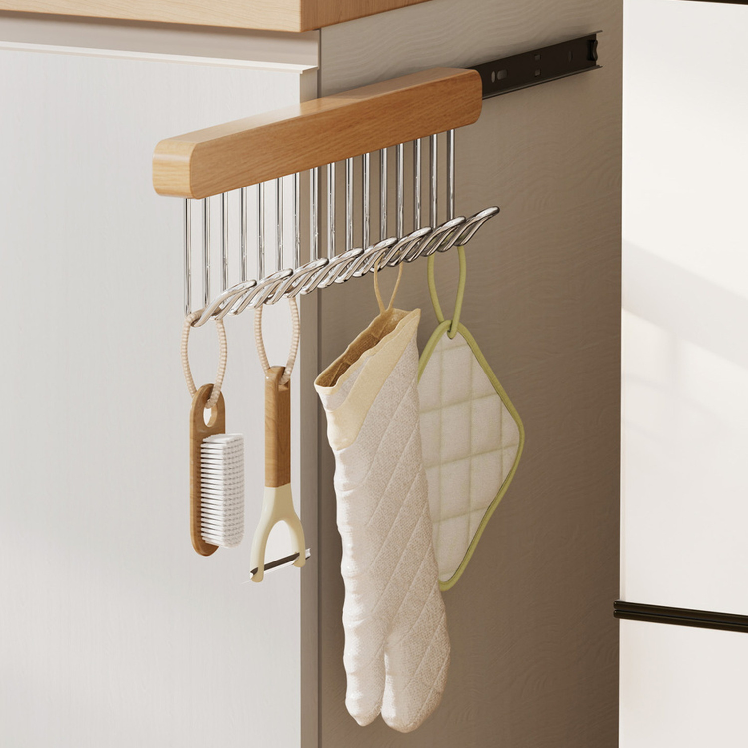 Barre de suspension pour placard, crochet coulissant multifonctionnel, support coulissant pour garde-robe, gain de place, tige de placard pour attaches, foulards