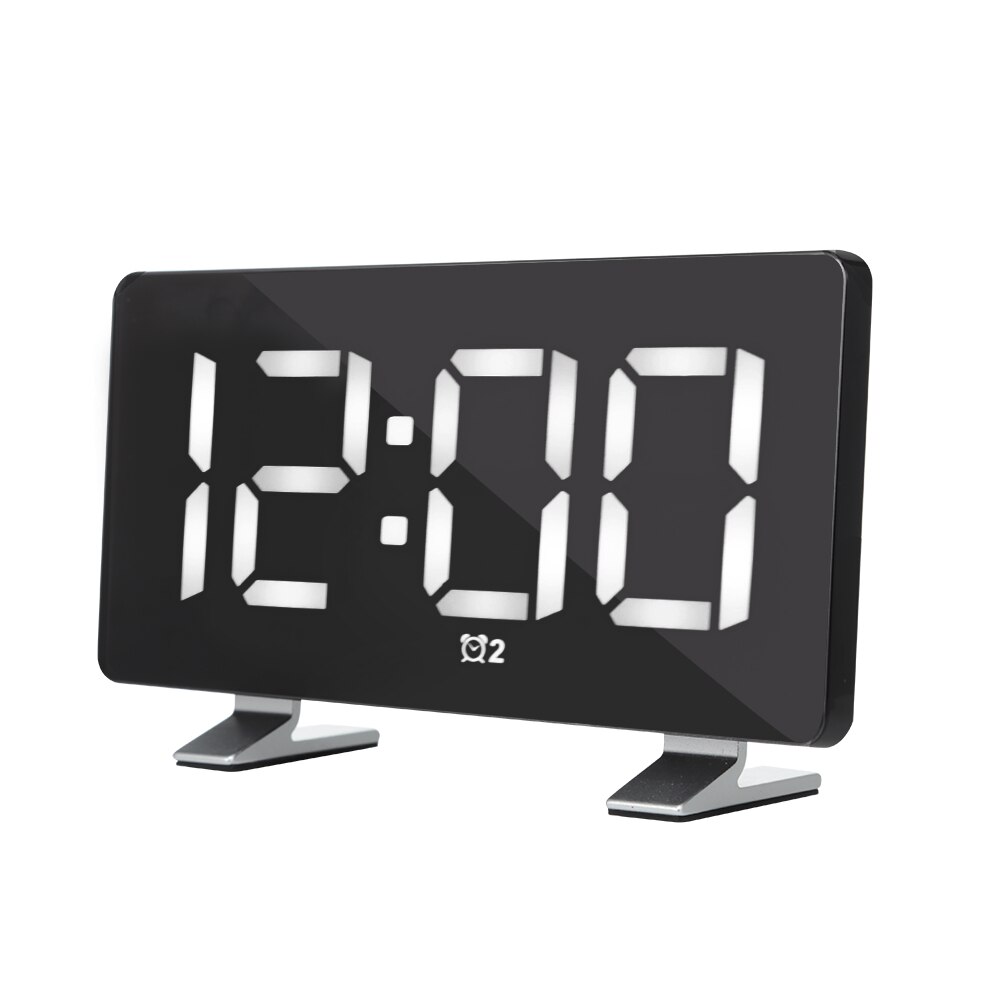 LED Music Digital Alarm Clock With USB Charging Port Snooze Function Brightness Adjustable Table Clock Bedroom Study Room Decor: White