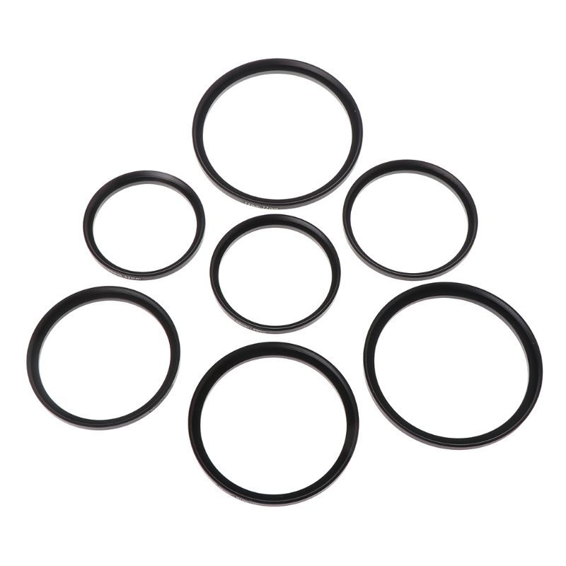7PCS/SET 49MM-77MM Universal Black Metal Aluminum Alloy Step-up Ring Common Camera Lens Adapter Filter Set Accessories