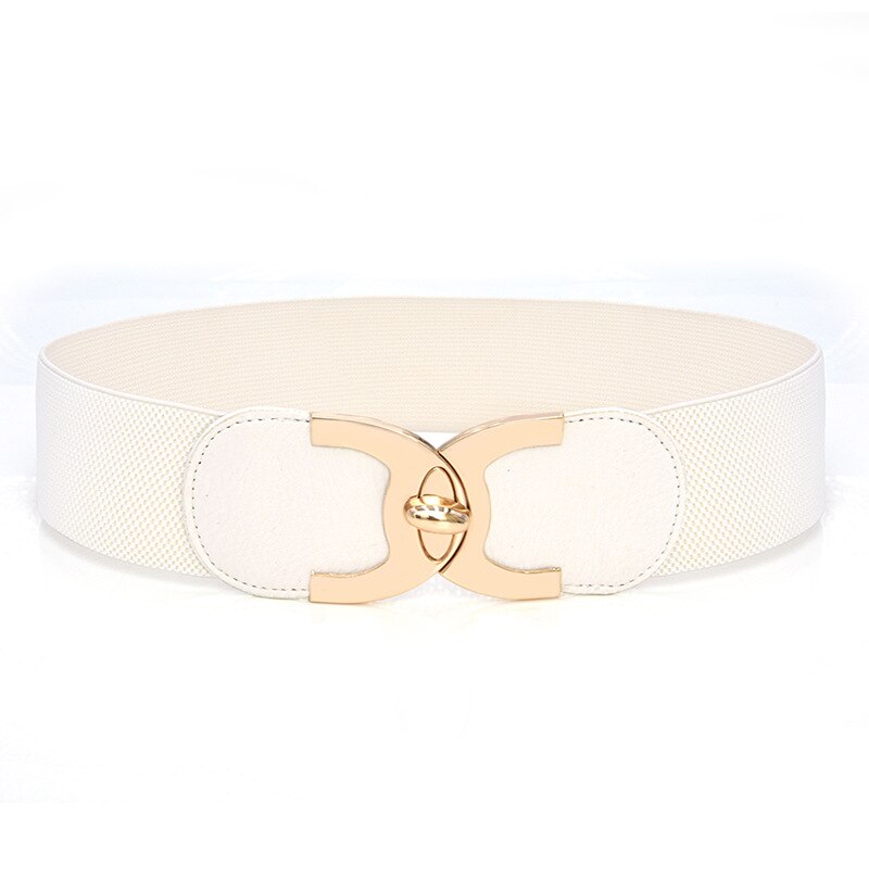 Koreaanse Stijl Gesp Elastische Brede Riem Brede Buikband Riem Riem Taille Vrouwelijke Vrouwen Accessoires: White