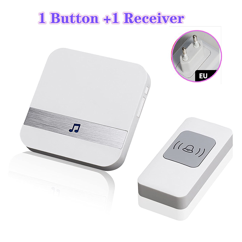 Smart Doorbell Plug-through Welcome Chime Kit Button Door Bell Wireless Remote Control Home Security Accessories: EU 1Button 1Receiver