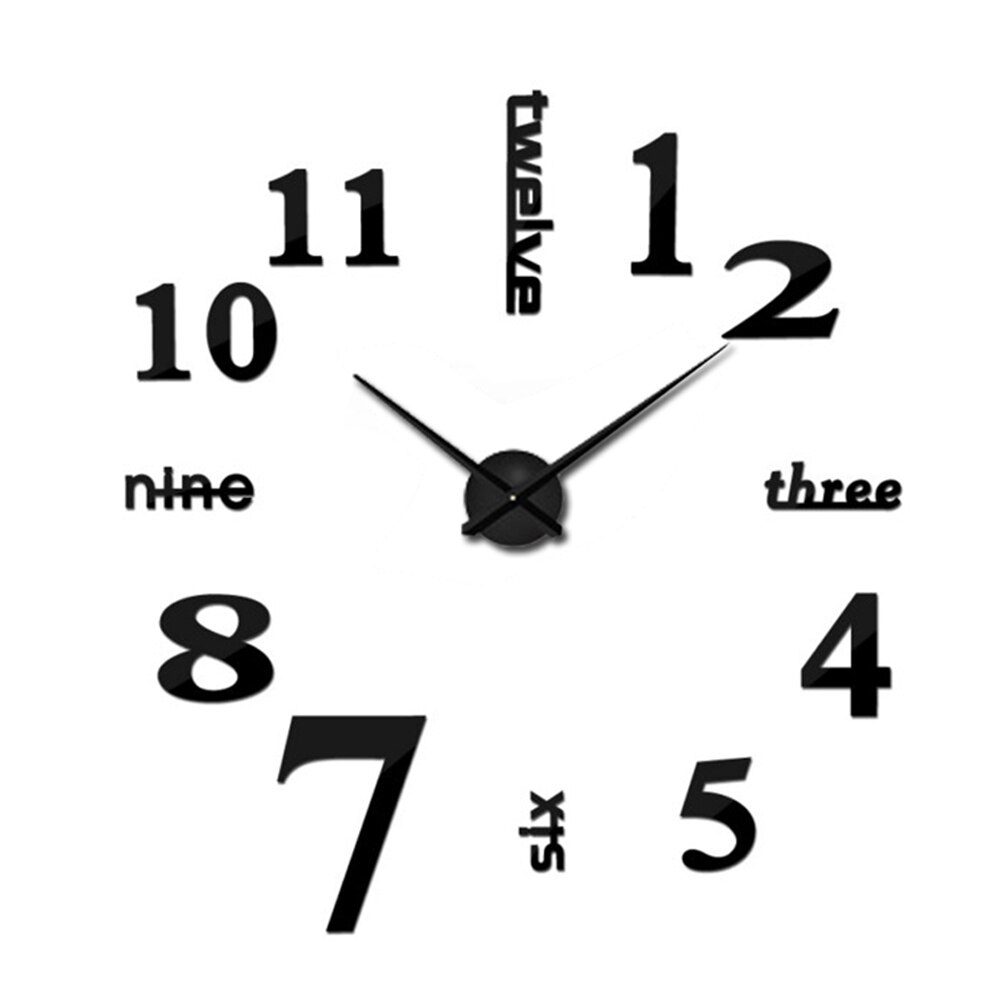 DIY 3D Mirror Wall Stickers Wall Clock Watch Art Mural Home Decor Living Room TV Background Stickers Wall Clocks Quartz Needle: G Silver